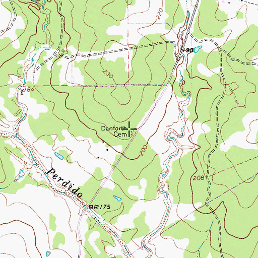 Topographic Map of Danforth Cemetery, TX