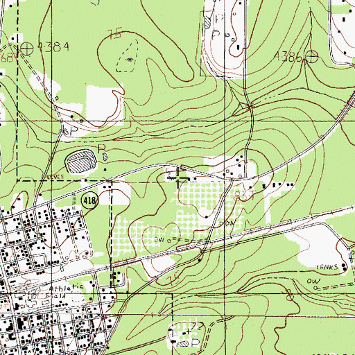 Topographic Map of Daniels Cemetery, TX