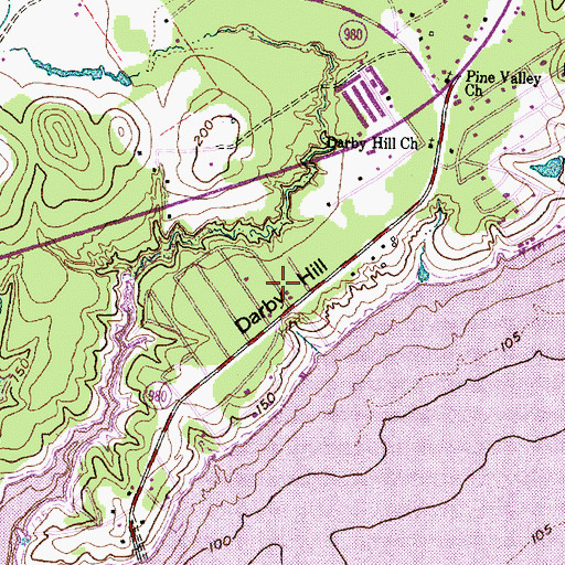 Topographic Map of Darby Hill, TX