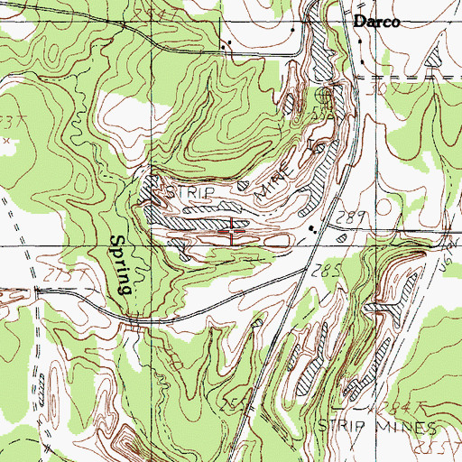 Topographic Map of Darco Mine, TX