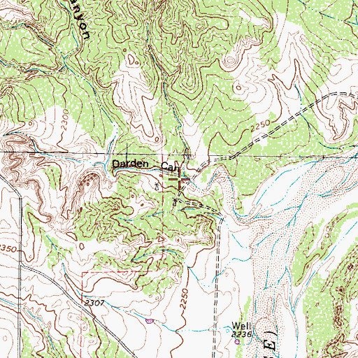 Topographic Map of Darden Canyon, TX