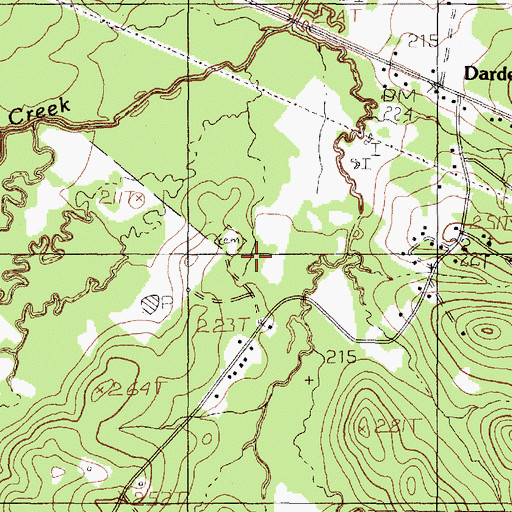 Topographic Map of Darden Cemetery, TX