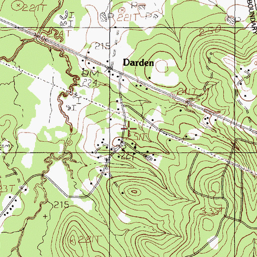 Topographic Map of Darden Palestine School, TX