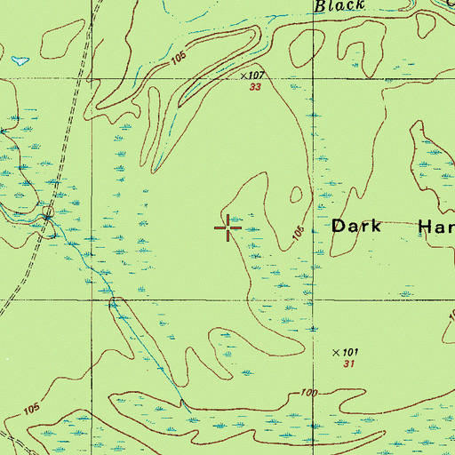 Topographic Map of Dark Hammock, TX