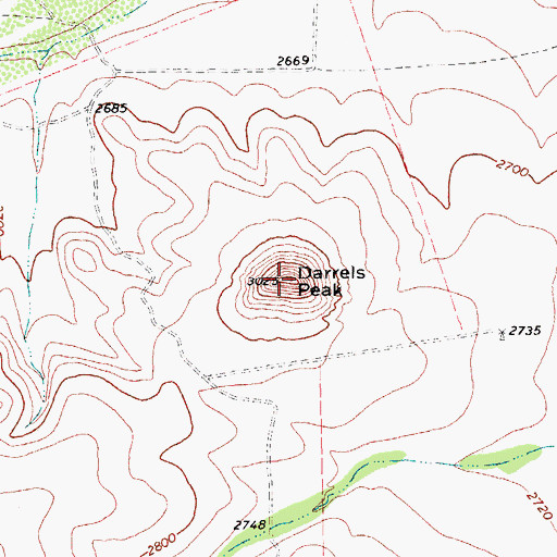 Topographic Map of Darrels Peak, TX