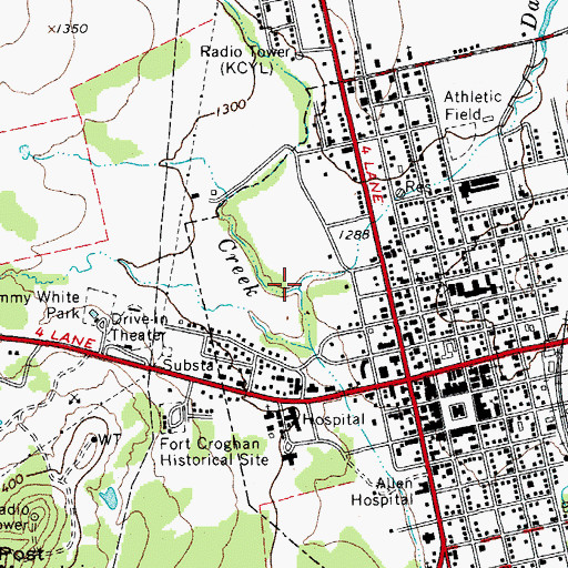Topographic Map of Daugherty Branch, TX