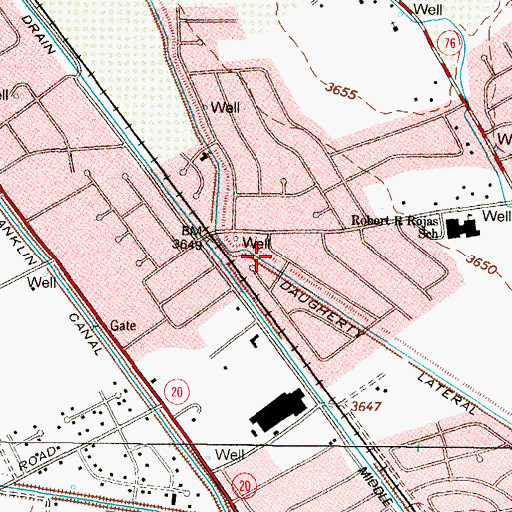 Topographic Map of Daugherty Lateral, TX