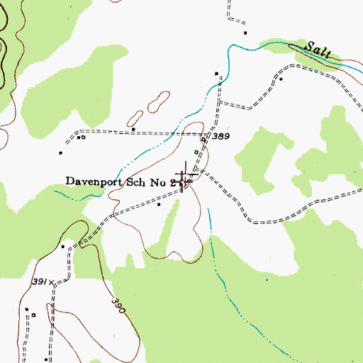 Topographic Map of Davenport School Number 2, TX