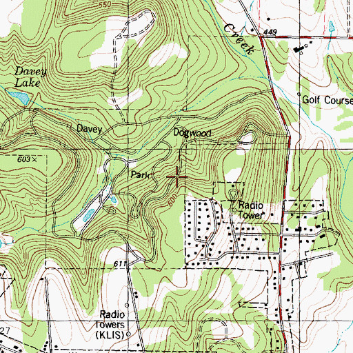 Topographic Map of Davey Park, TX