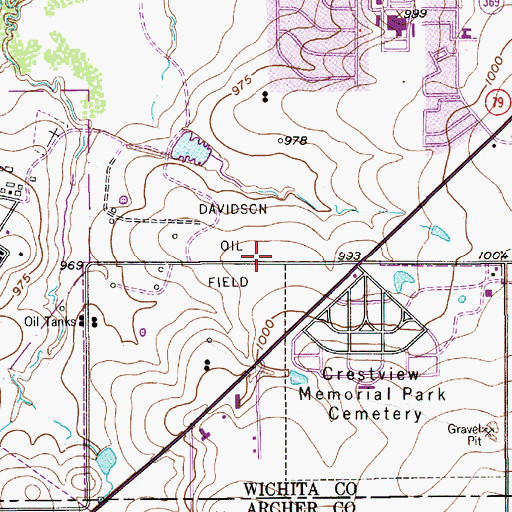 Topographic Map of Davidson Oil Field, TX