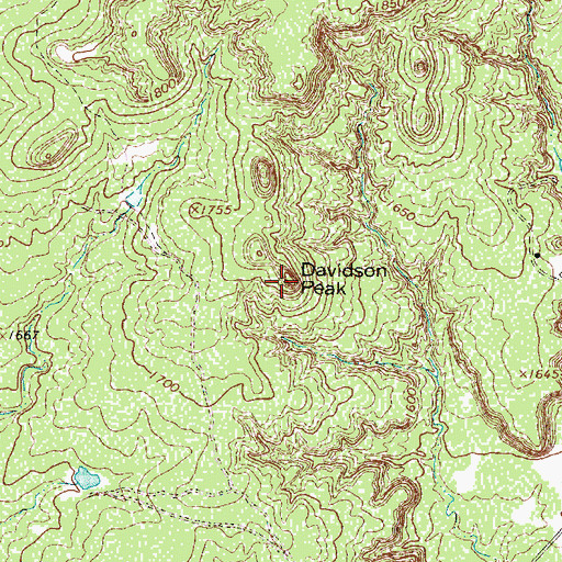 Topographic Map of Davidson Peak, TX