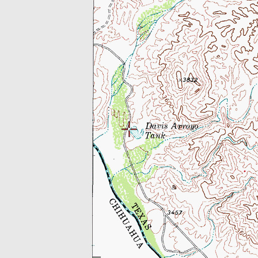 Topographic Map of Davis Arroyo Tank, TX