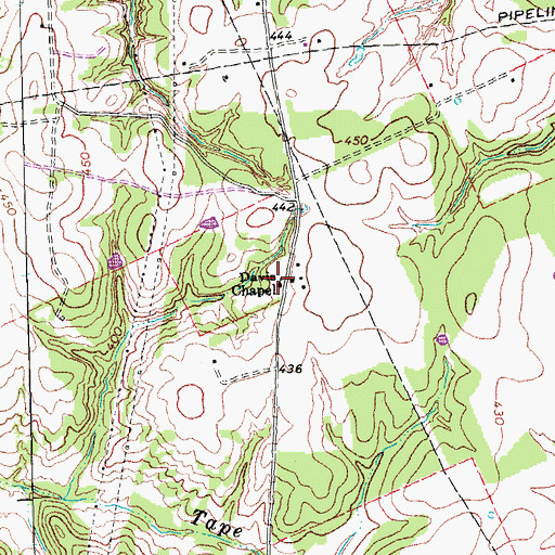 Topographic Map of Davis Chapel, TX