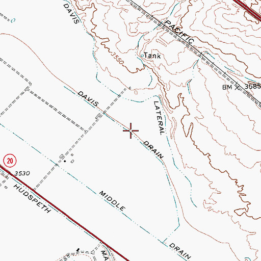 Topographic Map of Davis Drain, TX