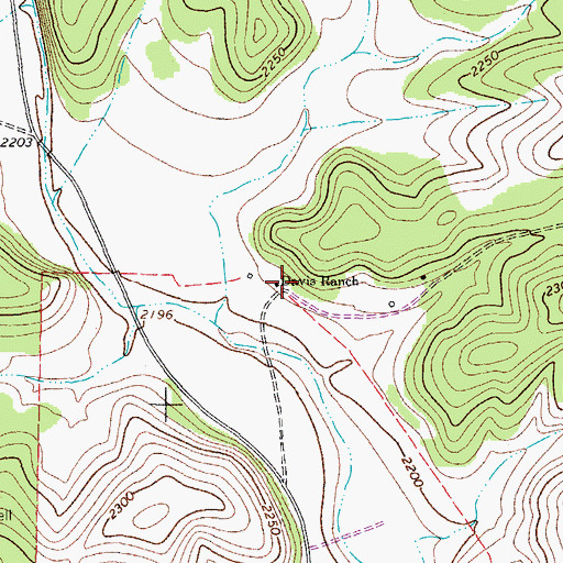Topographic Map of Davis Ranch, TX