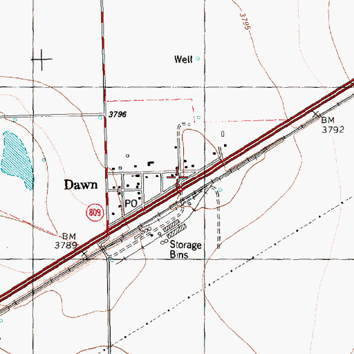 Topographic Map of Dawn, TX
