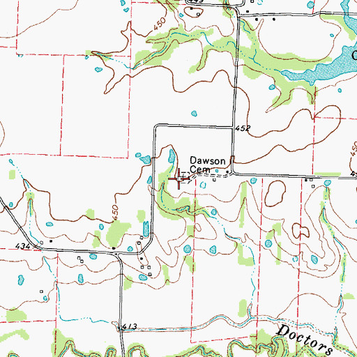 Topographic Map of Dawson Cemetery, TX
