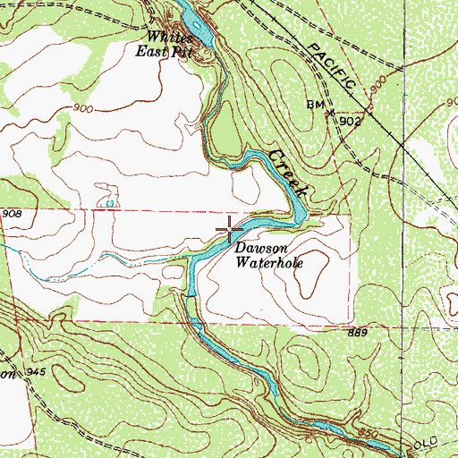 Topographic Map of Dawson Waterhole, TX