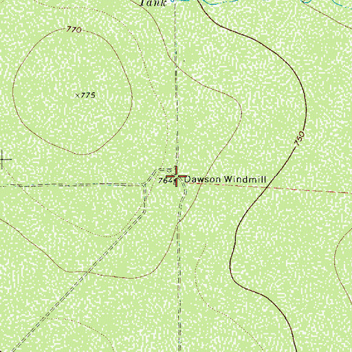 Topographic Map of Dawson Windmill, TX