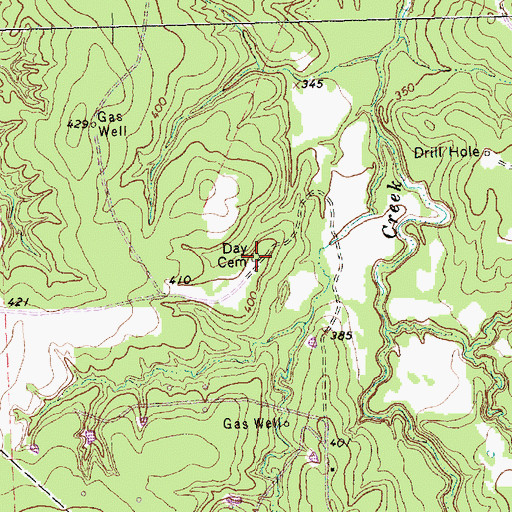 Topographic Map of Day Cemetery, TX