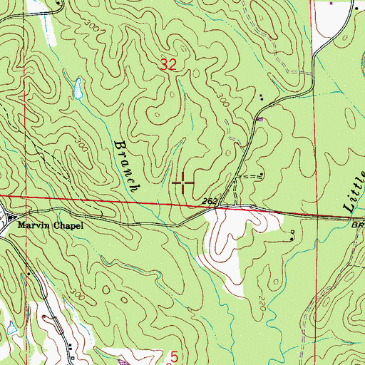 Topographic Map of Mill Branch School (historical), AL