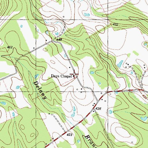 Topographic Map of Days Chapel, TX