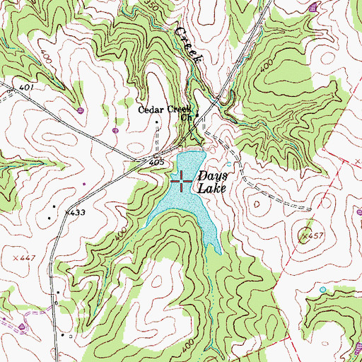 Topographic Map of Days Lake, TX
