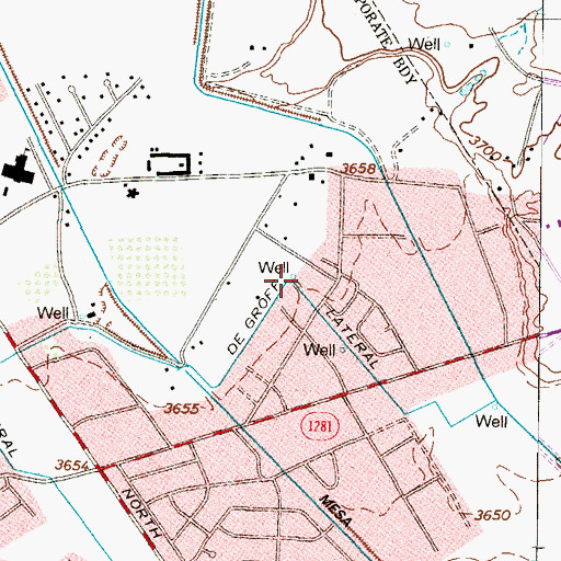 Topographic Map of De Groff Lateral, TX
