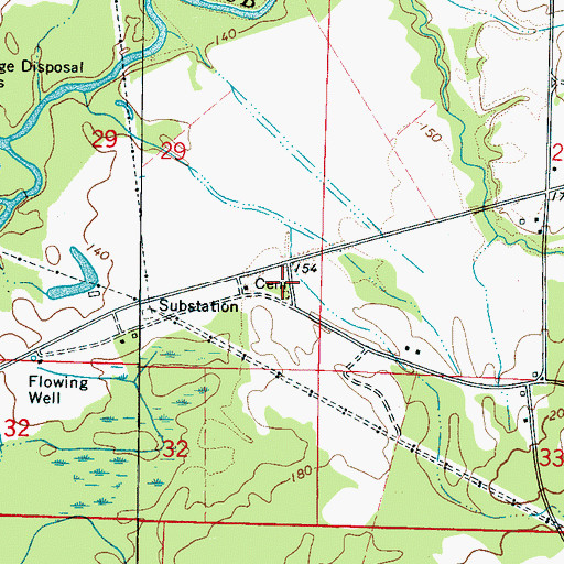 Topographic Map of Miller Place Cemetery, AL