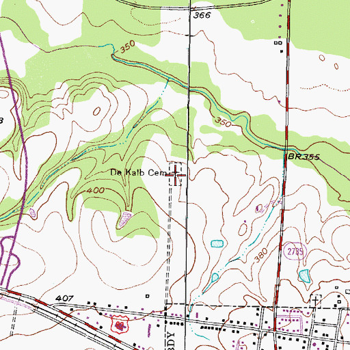 Topographic Map of De Kalb Cemetery, TX