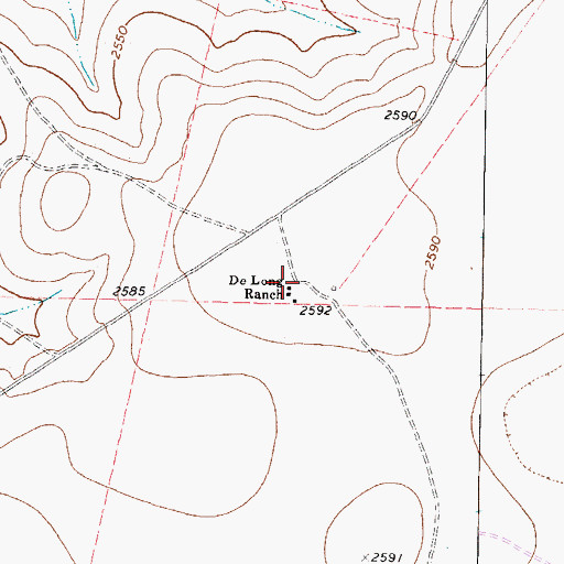 Topographic Map of De Long Ranch, TX