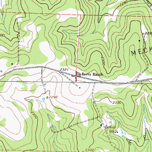 Topographic Map of DeBerry Ranch, TX