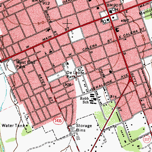 Topographic Map of DeLeon Park, TX