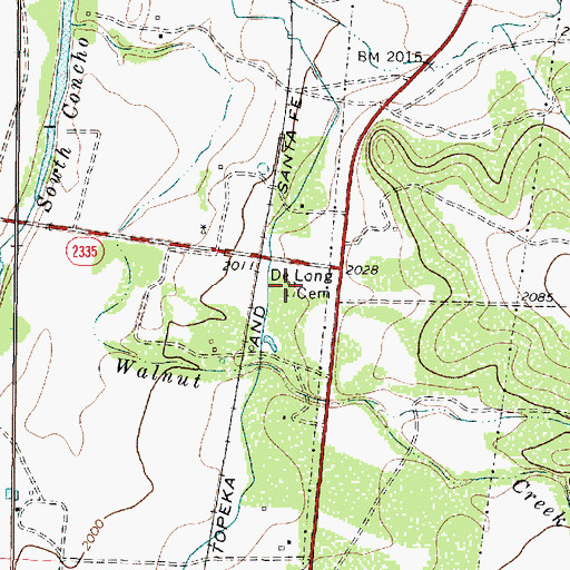 Topographic Map of DeLong Cemetery, TX