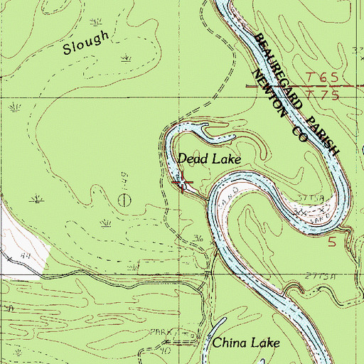 Topographic Map of Dead Lake, TX