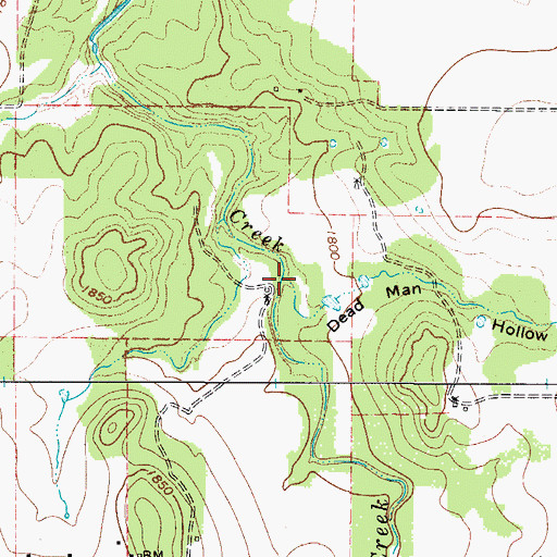 Topographic Map of Dead Man Hollow, TX