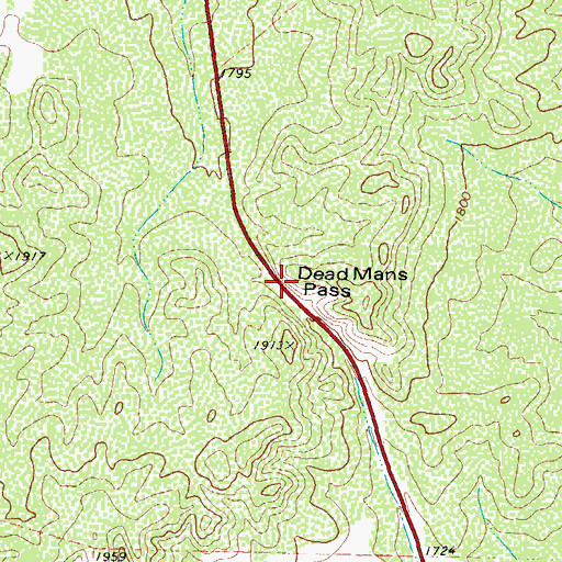 Topographic Map of Dead Mans Pass, TX