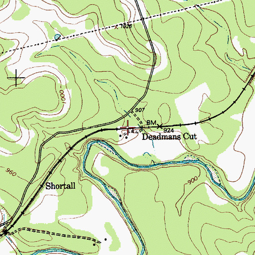 Topographic Map of Deadmans Cut, TX