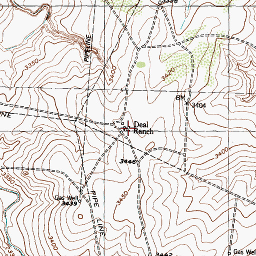 Topographic Map of Deal Ranch, TX