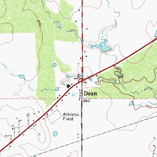 Topographic Map of Dean, TX