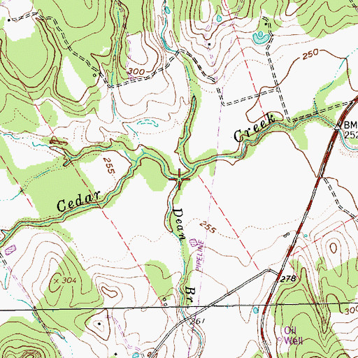 Topographic Map of Dean Branch, TX