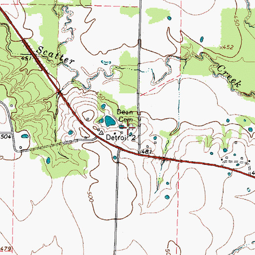 Topographic Map of Dean Cemetery, TX