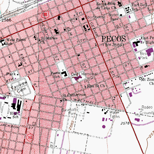 Topographic Map of Dean Memorial Park, TX