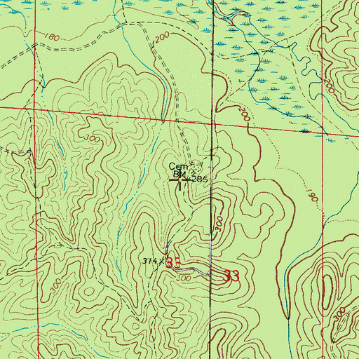 Topographic Map of Mount Pleasant Church (historical), AL