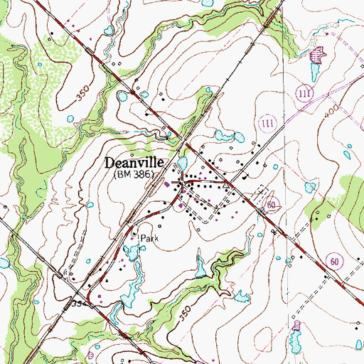 Topographic Map of Deanville, TX