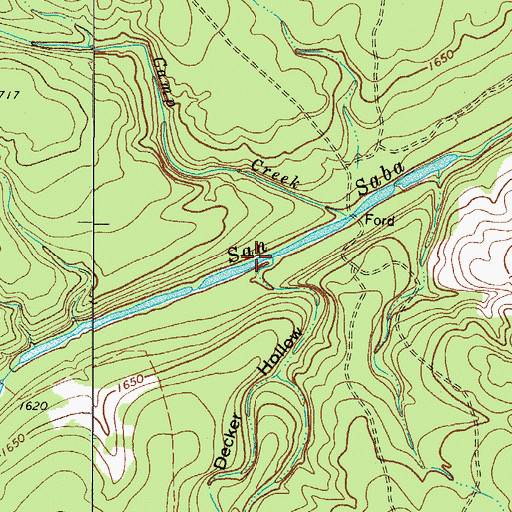 Topographic Map of Decker Creek, TX
