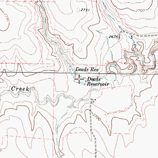 Topographic Map of Deeds Reservoir, TX