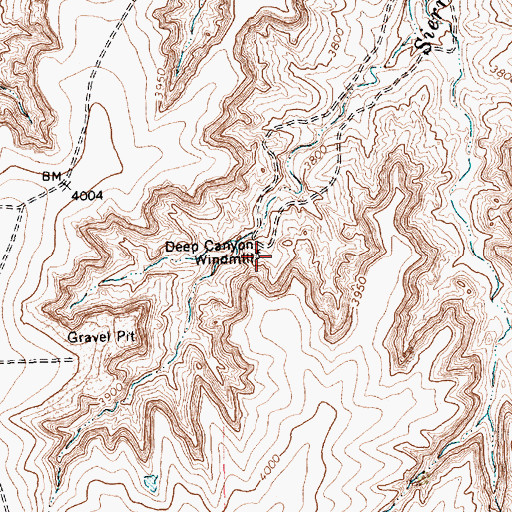 Topographic Map of Deep Canyon Windmill, TX