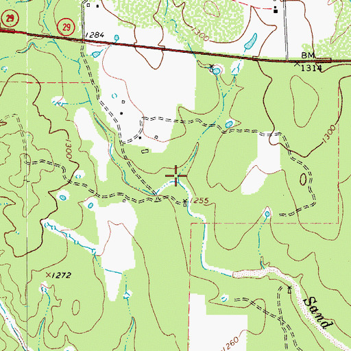 Topographic Map of Deep Creek, TX