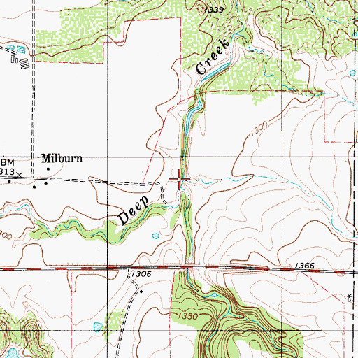 Topographic Map of Deep Creek, TX
